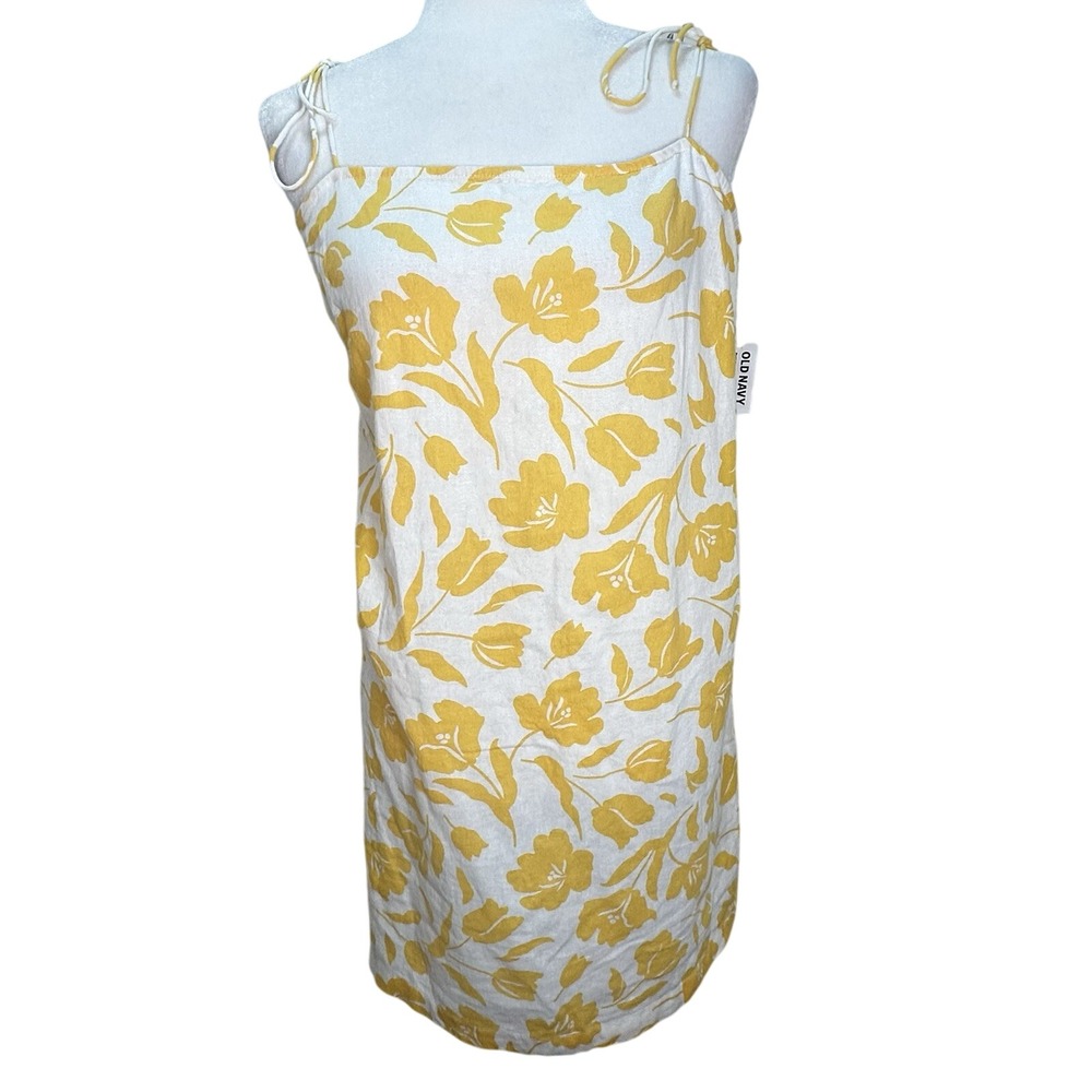 NWT Old Navy Linen Blend Slip Dress‎ Sz L Floral Beachwear Spaghetti Straps